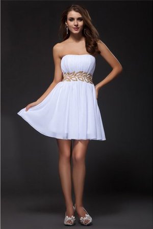 A Linie Prinzessin Perlenbesetztes Mini Cocktailkleid Ohne Träger - Bild 1