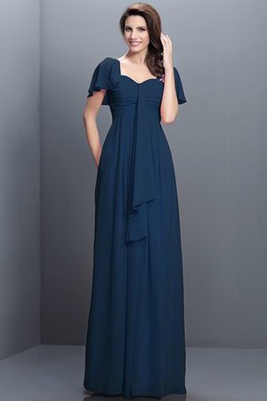 Halbe Ärmeln Herz-Ausschnitt Plissiertes Bodenlanges Brautjungfernkleid aus Chiffon - Bild 10