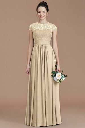 Robe demoiselle d'honneur naturel jusqu'au sol avec chiffon de princesse a-ligne - Photo 12