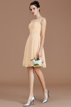 Robe demoiselle d'honneur naturel courte de princesse en chiffon col en bateau - Photo 11