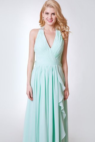 Robe demoiselle d'honneur plissé romantique ruché manche nulle avec zip - Photo 2