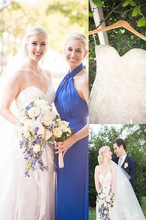 Sweep Zug A Linie Normale Taille Stilvolles Brautkleid mit Herz-Ausschnitt - Bild 1