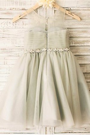 Prinzessin A Linie Normale Taille Wadenlanges Blumenmädchenkleid mit Blume - Bild 2