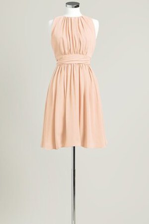 Robe demoiselle d'honneur bref col ras du cou a-ligne manche nulle - Photo 8