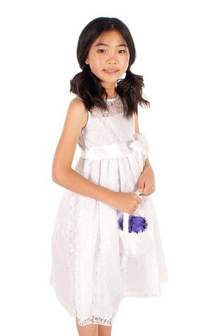 Ärmellos a linie Blumenmädchenkleid mit Blume mit Bordüre - Bild 2