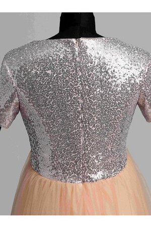 Robe de bal ruché avec perle a-ligne de lotus de traîne courte - Photo 8