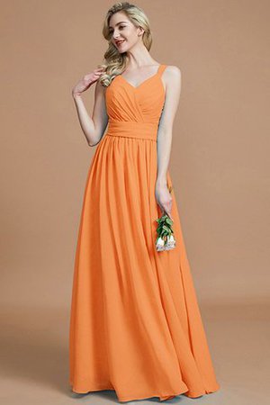 Ärmelloses Prinzessin A-Line Bodenlanges Brautjungfernkleid mit V-Ausschnitt - Bild 26