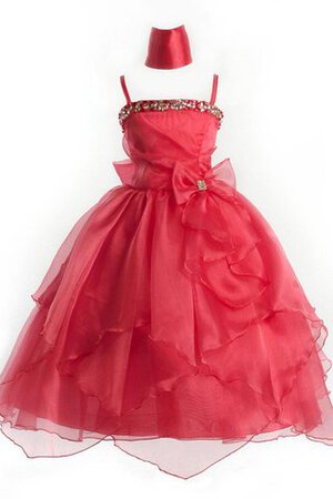 Ärmellos a linie Organza Paillettenbesetztes Blumenmädchenkleid mit Schichtungen - Bild 1