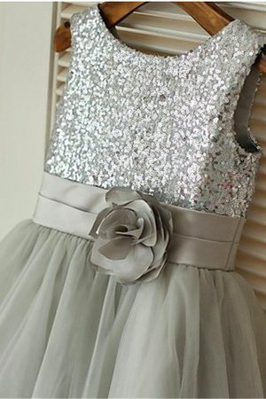 Reißverschluss Paillette Prinzessin A Linie Tüll Blumenmädchenkleid - Bild 4