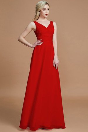 Prinzessin A-Linie Bodenlanges Brautjungfernkleid mit V-Ausschnitt ohne Ärmeln - Bild 28