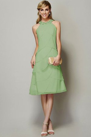 Enges Chiffon Normale Taille Bescheidenes Brautjungfernkleid mit Applike - Bild 25
