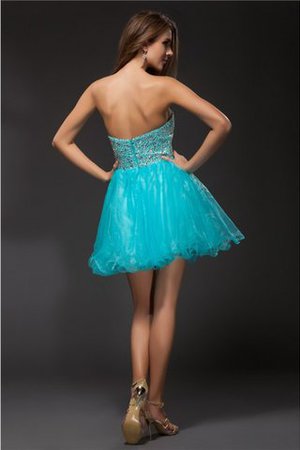 Robe de cocktail courte a-ligne col en forme de cœur avec zip avec perle - Photo 2