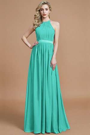 Robe demoiselle d'honneur manche nulle avec zip ruché jusqu'au sol en chiffon - Photo 20