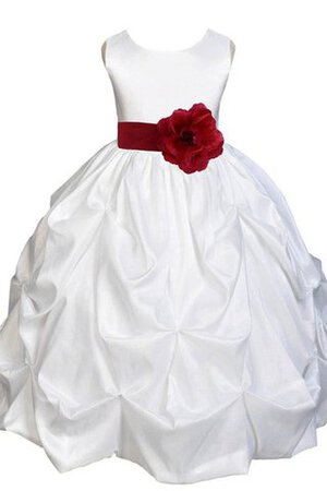 Ärmelloses Reißverschluss A-Linie bodenlanges Blumenmädchenkleid mit Blume - Bild 1