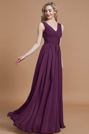 Abito da Damigella A-Line Principessa A Terra Senza Maniche in Chiffon - Foto 5