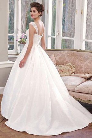 Robe de mariée luxueux avec nœud à boucles decoration en fleur en satin avec sans manches - Photo 2