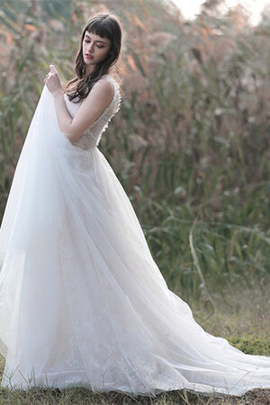 Blendend Langes Konservatives Brautkleid mit Bordüre mit Rücken Schnürung - Bild 2