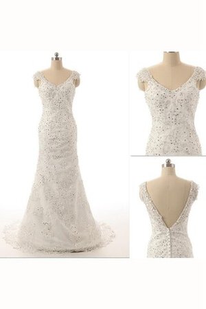 Abito da Sposa Allacciato con Perline Tondo in Pizzo Cappellino in pizzo - Foto 1