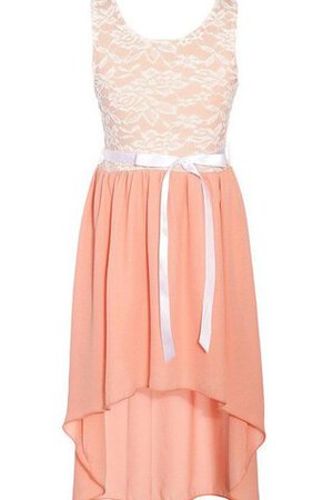 A-Linie plissiertes Schaufel-Ausschnitt Spitze Blumenmädchenkleid mit Bordüre - Bild 5