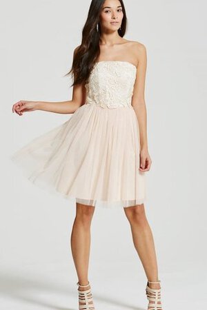 Robe de graduation bref decoration en fleur textile en tulle manche nulle de bustier - Photo 1