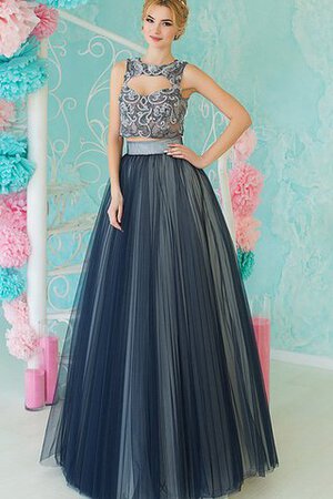 Robe de bal naturel a-ligne trou de serrure decoration en fleur longueur au ras du sol - Photo 1