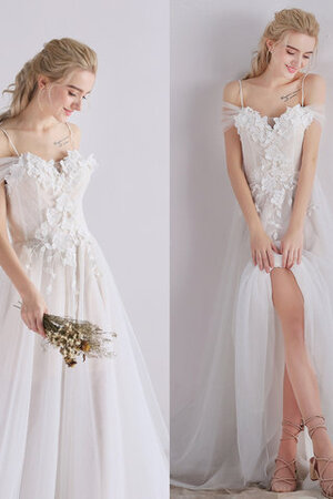 Abito da sposa moderno naturale con fiore speciale in raso a sala - Foto 2