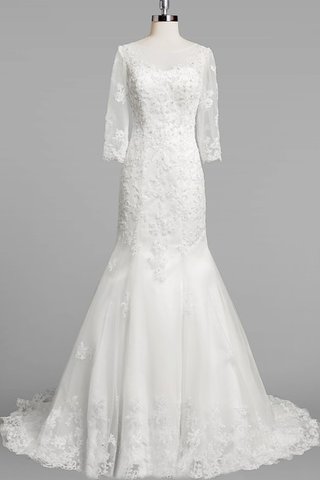 Reißverschluss Meerjungfrau Ärmelloses Spitze normale Taille Brautkleid mit Bordüre - Bild 1