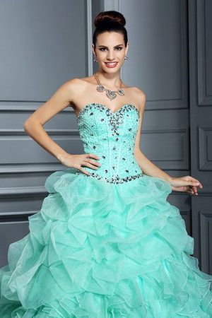 Herz-Ausschnitt Ärmelloses Empire Taille Sittsames Bodenlanges Quinceanera Kleid - Bild 7