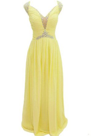 Paillettenbesetztes Chiffon A-Linie plissiertes bodenlanges Brautjungfernkleid - Bild 4