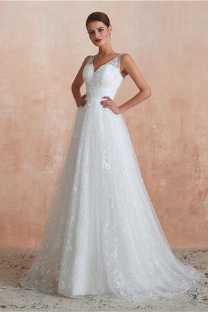 Mode Dehnbarer Satin V-Ausschnitt Bodenlanges Traumhaftes Brautkleid - Bild 5
