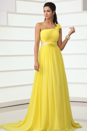 Ein Schulterfreies Chiffon A-Linie Brautmutterkleid mit Gürtel mit Blume - Bild 2