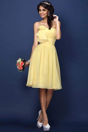 Drapiertes Natürliche Taile Plissiertes Brautjungfernkleid aus Chiffon ohne Ärmeln - Bild 8