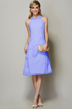 Enges Chiffon Normale Taille Bescheidenes Brautjungfernkleid mit Applike - Bild 17