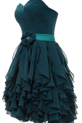 Ärmelloses A-Linie Herz-Ausschnitt kurzes Brautjungfernkleid aus Chiffon - Bild 2