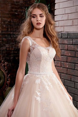 Kapelle Schleppe Vintage normale Taille langes tiefer V-Ausschnitt bodenlanges Brautkleid - Bild 1