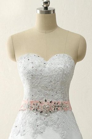 A linie Sweep Zug bodenlanges langes Brautkleid mit Herz-Ausschnitt mit Perlen - Bild 3