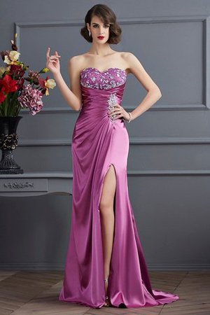 Sweep train Herz-Ausschnitt Elastischer Gewebter Satin Etui Ballkleid mit Rücken Schnürung - Bild 1