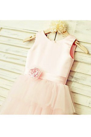 Natürliche Taile A-Line Prinzessin Tüll Blumenmädchenkleid mit Blume - Bild 3