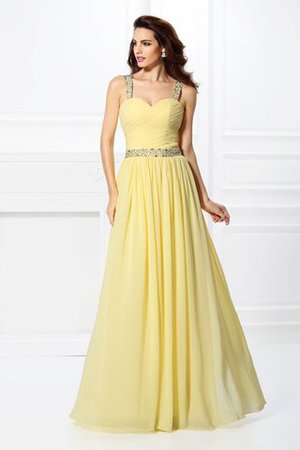 Robe de bal manche nulle de princesse longueur au ras du sol avec perle avec chiffon - Photo 1