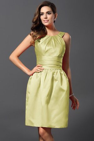 Satin Bateau Knielanges Brautjungfernkleid mit Natürlicher Taille mit Reißverschluss - Bild 6