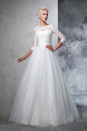 Dreiviertel Länge Ärmeln Duchesse-Linie Organza Bodenlanges Sittsames Brautkleid - Bild 4