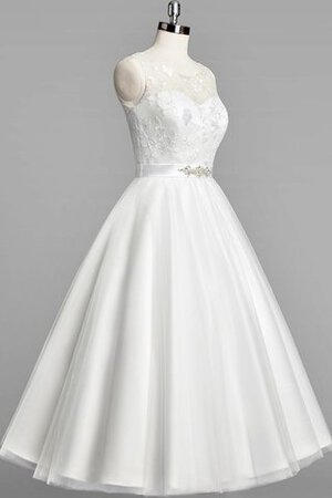 Robe de mariée plissé vintage en satin ceinture en étoffe avec perle - Photo 1