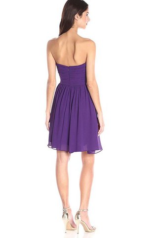 Abito da Damigella con Increspato A-Line con Piega Corto in Chiffon Barchetta - Foto 2