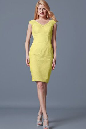 Enganliegendes Spitze kurze Ärmeln Cocktailkleid mit Knöpfen mit Bordüre - Bild 2