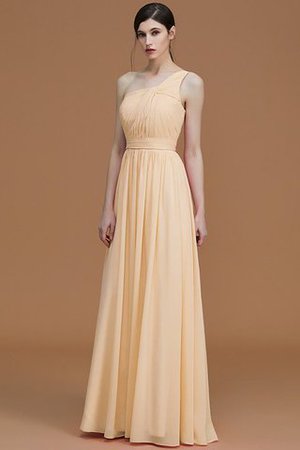 Ärmelloses Chiffon A Linie Gerüschtes Ein Schulterfreies Brautjungfernkleid - Bild 12