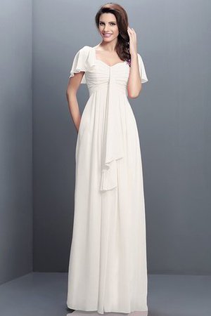 Halbe Ärmeln Herz-Ausschnitt Plissiertes Bodenlanges Brautjungfernkleid aus Chiffon - Bild 16