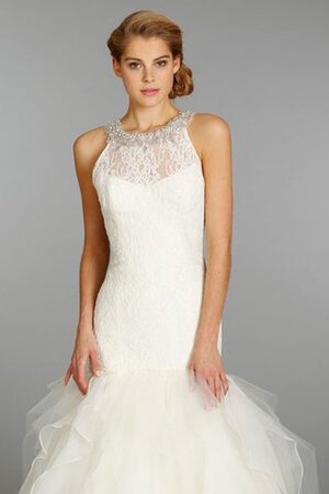 Abito da Sposa Buco Della Serratura Schiena Spazzola Treno in Tulle A-Line in pizzo Anello - Foto 3