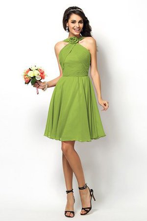 Robe demoiselle d'honneur naturel bref de col haut ligne a de princesse - Photo 13
