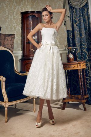 Robe de mariée naturel de bustier manche nulle avec nœud ligne a - Photo 1