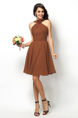 Robe demoiselle d'honneur naturel bref de col haut ligne a de princesse - Photo 4